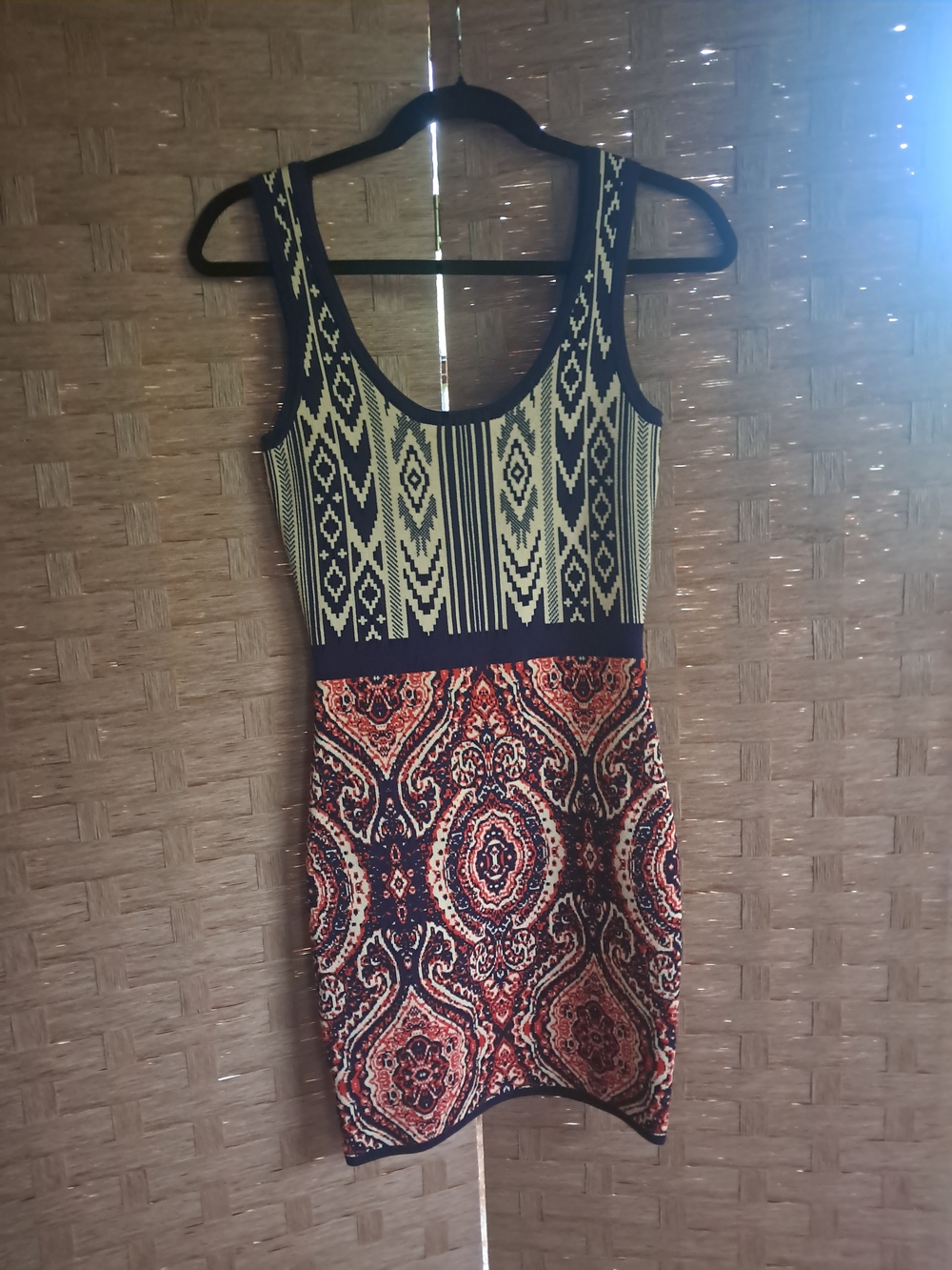 Jealous Tomato Black, Cream & Red Patterned Asymmetrical Dress